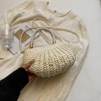 Luxury Hand-woven Shell Bag Women Seaside Conch Shell Messenger Bag