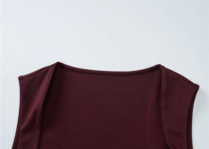 Wedding Guest Square Collar Sleeveless Sexy Maxi Dress For Women Bodycon Dress
