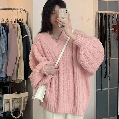 Oversized Knitted Long Sleeve Pullover for Women