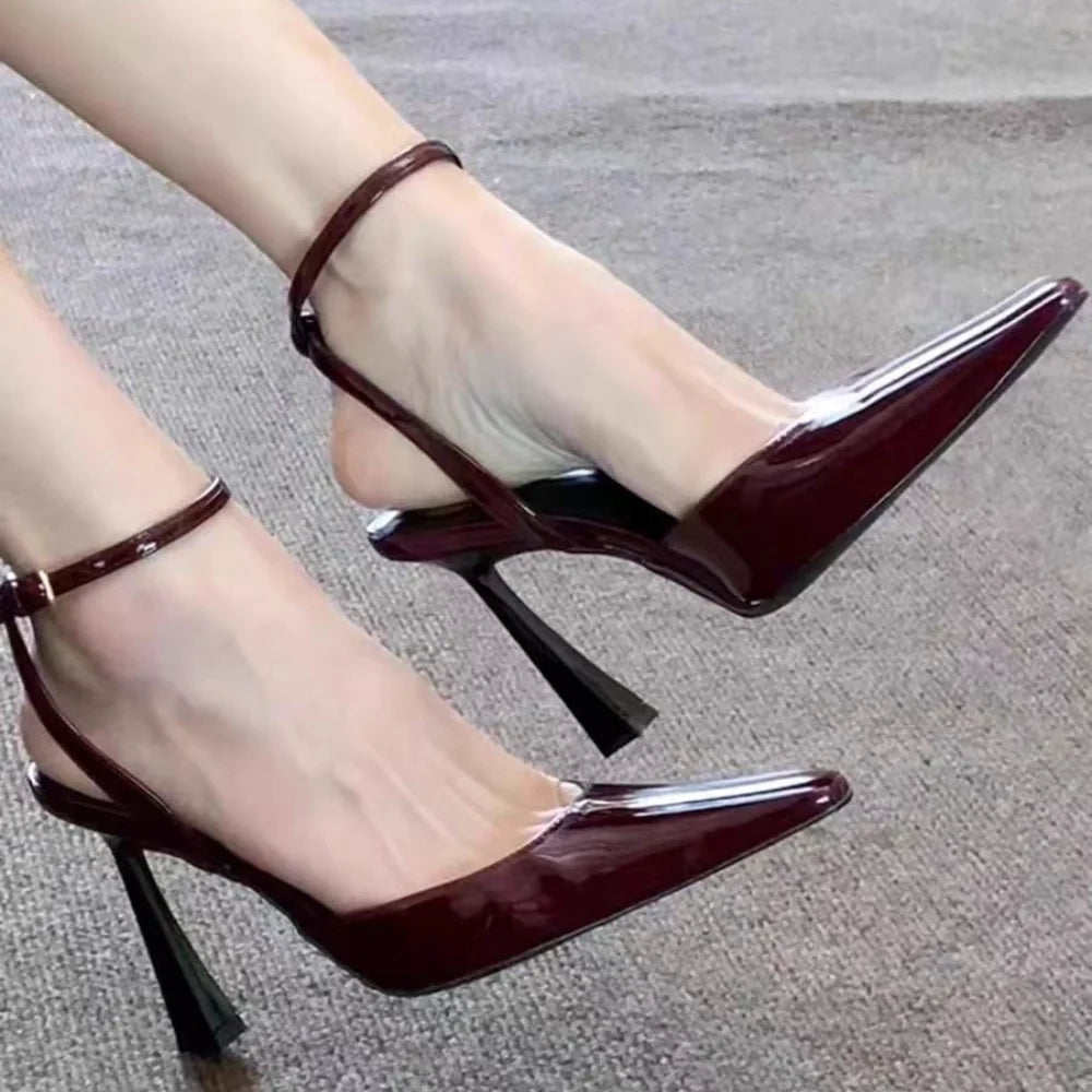 Pointed Toe High Heels Sexy Ankle Strap Evening Party Shoes