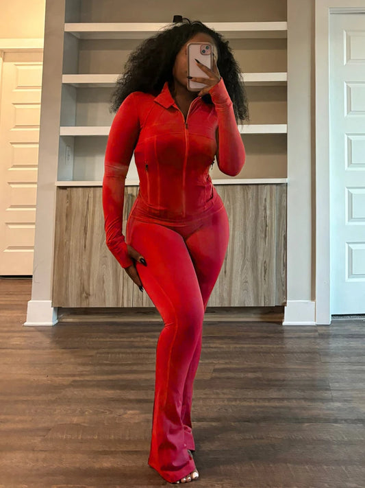 Two Piece Flared Pants Set Tracksuits Casual Gym Active Wear 2 Piece Set Lounge for Women