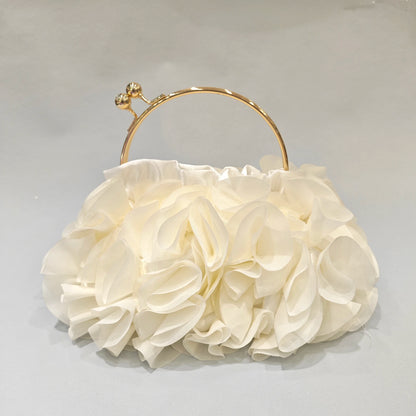 Red/White Bridal Flower Evening Clutch Bag Floral Wedding Party Purses