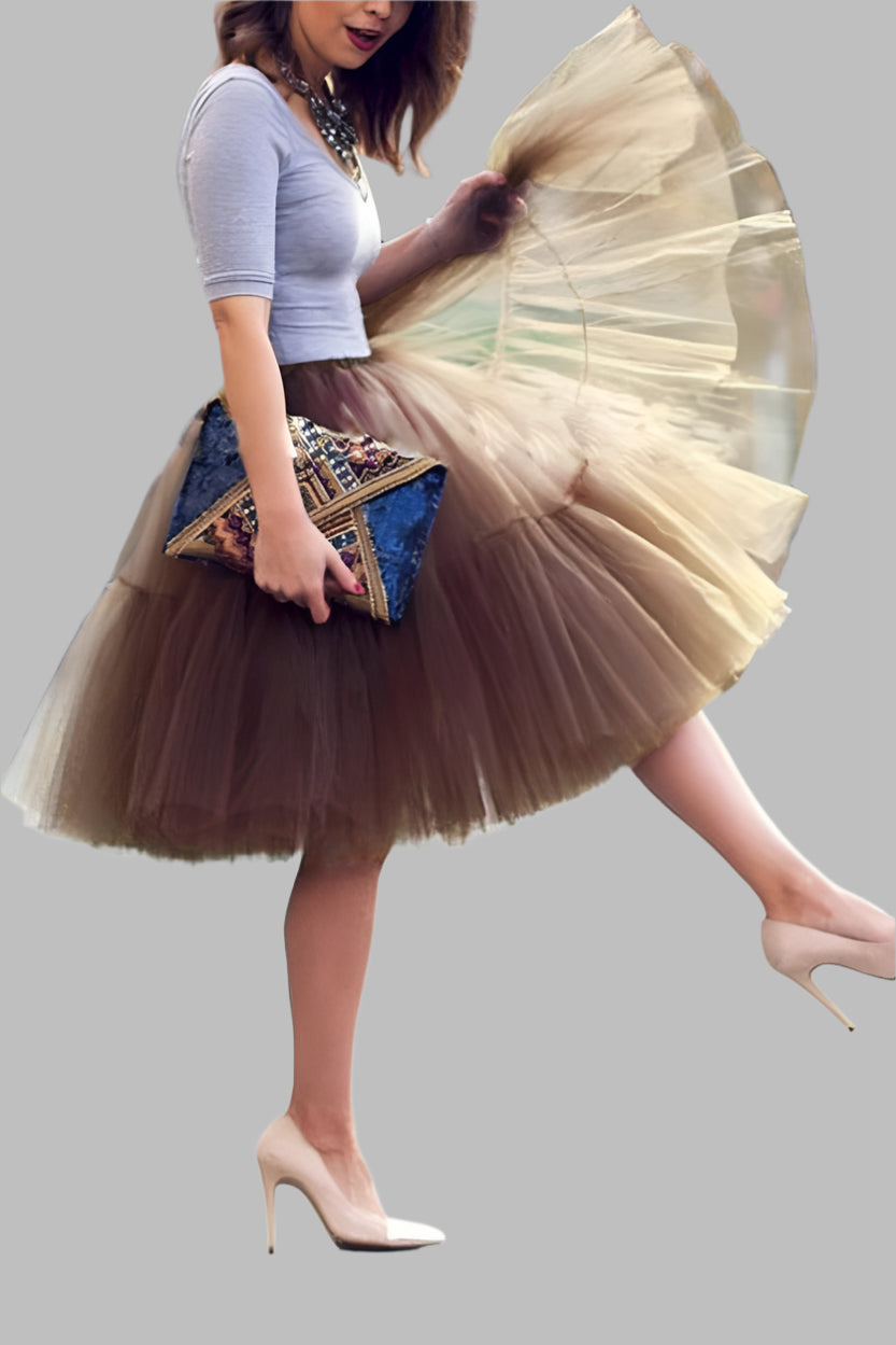 Fluffy Tulle Skirt Petticoat Adult Elastic Waist Underskirt Layers Bridal Midi Tutu Skirts Women Prom Evening
