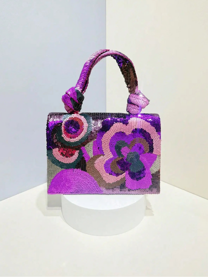 Sequin Embroidered Floral Design Party Wedding Evening Bag Women's Clutch