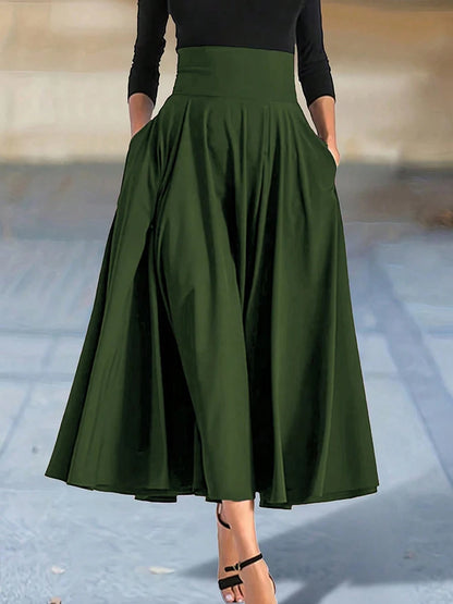 A-line Skirts for Woman High Elastic Waist Long Skirt Women With Bow Elegant Skirts