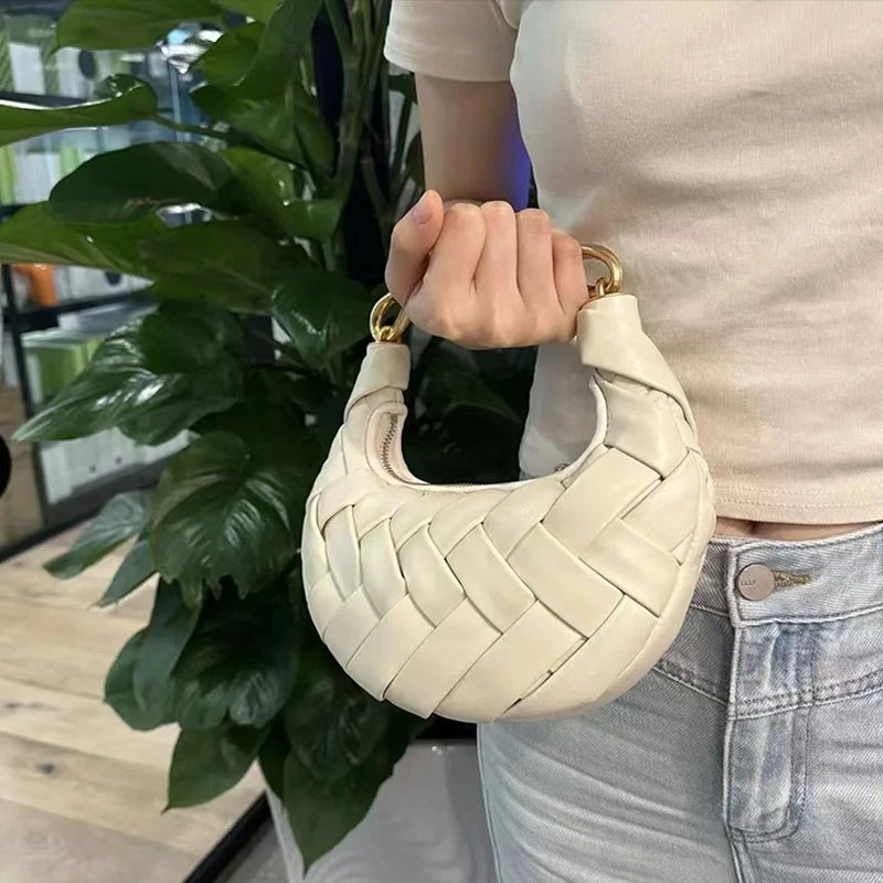 Woven Bird's Nest Bag Brand Creative Design Dumpling Shape Comfortable Fabric Commuter Shoulder Messenger Bag
