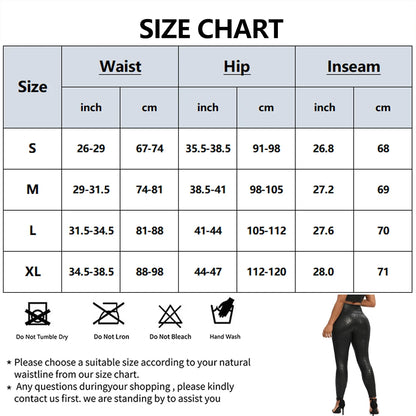 Leopard Faux Leather Pants Women High Waist PU Leggings Stretchy Slim Pencil Pants