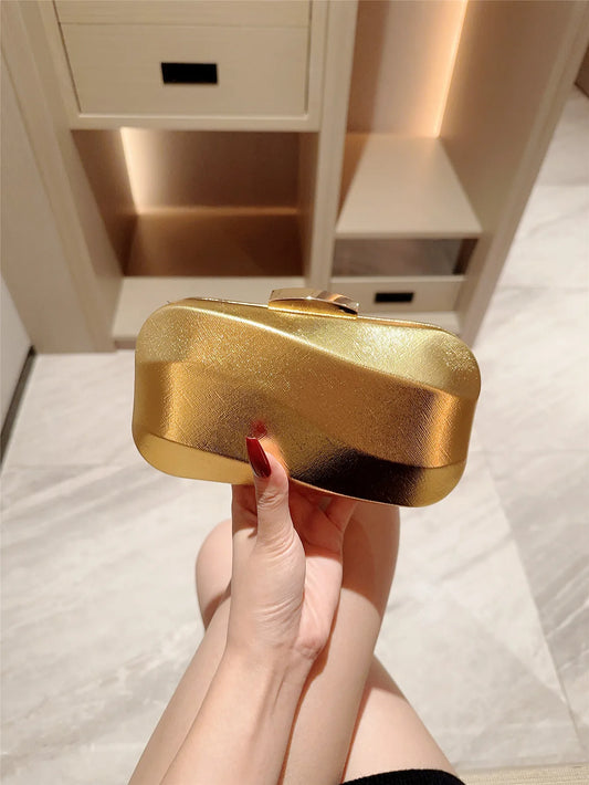 High-End Textured Square Box-Shaped Evening Bag Clutch Bag Chain Bag Evening Dress Bag Wedding Bag