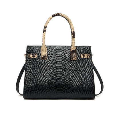 Elegant Single Shoulder Bag Business Women Black Animal Pattern Purses