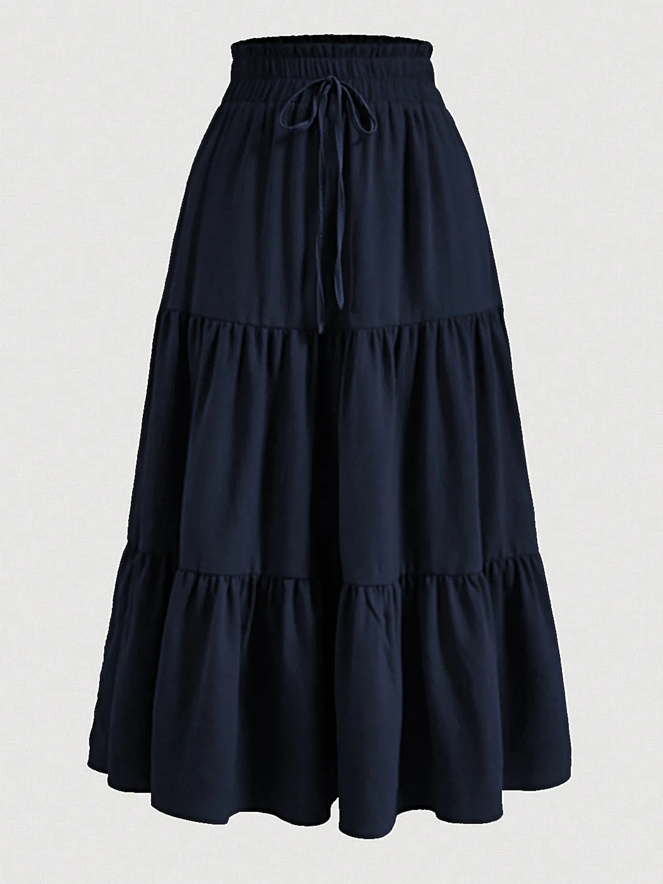 Women's Patchwork Solid Color Loose Skirt; Commuting Casual Cake Skirt; Elastic Waist Elegant Skirt