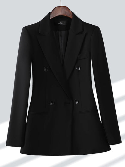 Women Formal Blazer Ladies Female Long Sleeve Double Breasted Blazer