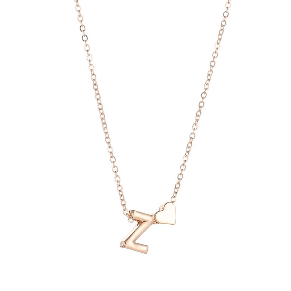 26 Letters Fashion Tiny Heart Dainty Name Initial Necklace