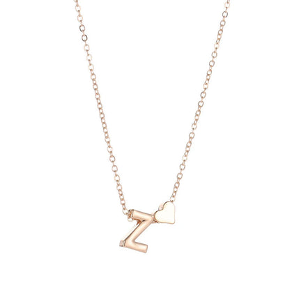 26 Letters Fashion Tiny Heart Dainty Name Initial Necklace