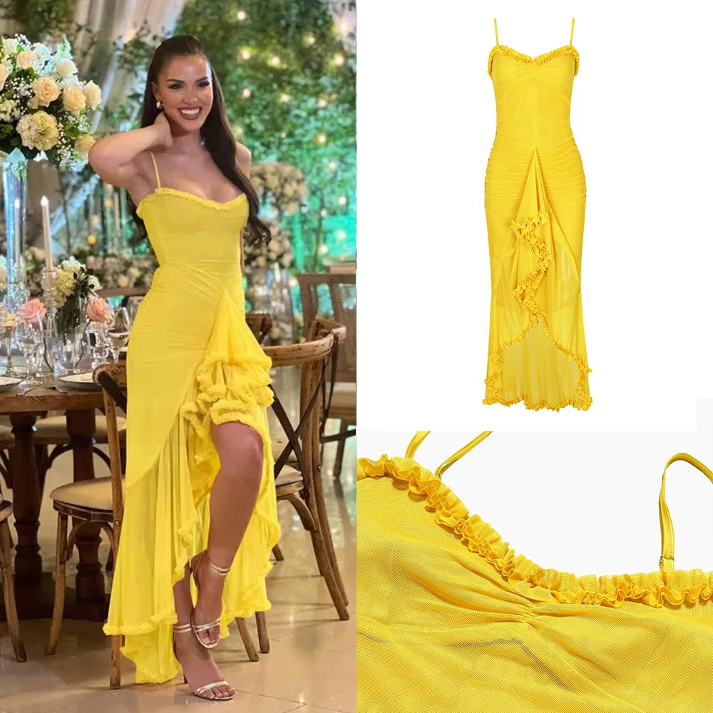 Bridesmaid Mesh Party Dress Spaghetti Strap Bodycon Dress Cocktail Dress Birthday Dress