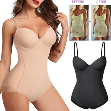 Postpartum Waist Trainer Shapewear for Women Tummy Control Dress Backless Bodysuit Tops Body Shaper with Built-in Bra