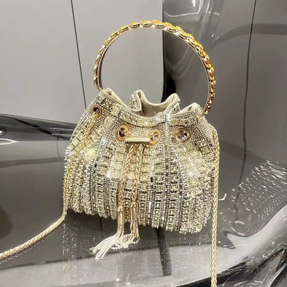 Wedding Party Clutch Purse Glitter Shiny Diamond Banquet Bag Chain Bag