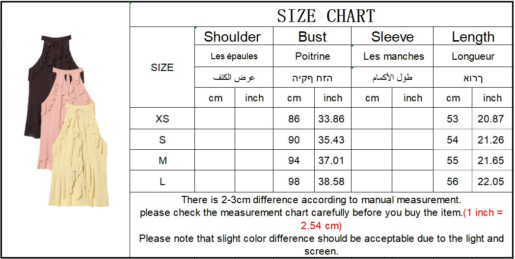 Summer Top Women Halter Blouse Ruffles Thin Causal Chic Tops