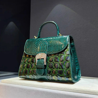 Quality Cowhide Shoulder Crossbody Bag Women's Alligator Print Handbag