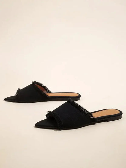 Women Flats Cowboy Slippers Summer Femme Pointed Toe Flip Flops