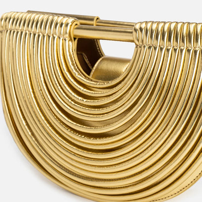 Gold Luxury Designer Brand Handwoven Noodle Bags Half Round Silver Evening Clutch