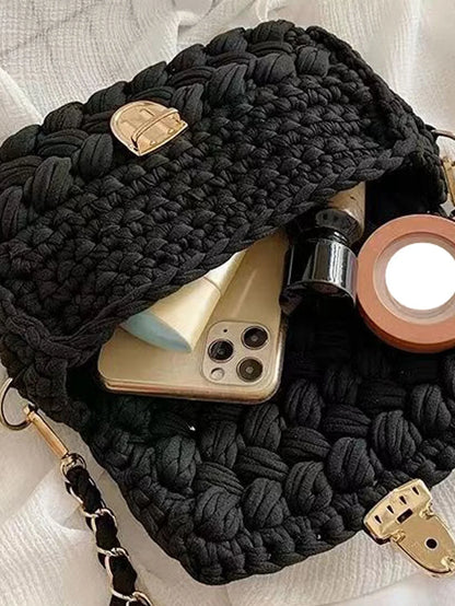 Shoulder Crochet Bag Exclusive Metal Lock and Buckle Hardware Set