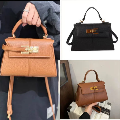 Luxury Trapezoidal Clutch Bag Hardware Lock Design Square Shoulder Handbag