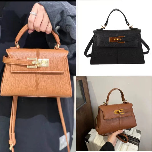 Luxury Trapezoidal Clutch Bag Hardware Lock Design Square Shoulder Handbag