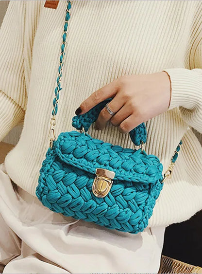 Shoulder Crochet Bag Exclusive Metal Lock and Buckle Hardware Set