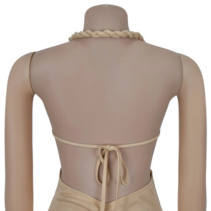 Women Summer Peach Buttocks Backless Sleeveless Split Hollow Midnight Maxi Bodycon Dress