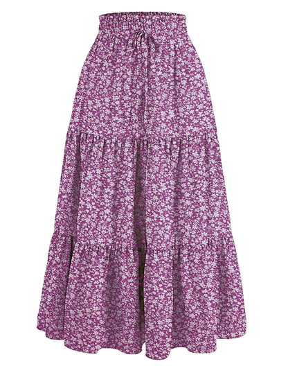Women's Patchwork Solid Color Loose Skirt; Commuting Casual Cake Skirt; Elastic Waist Elegant Skirt
