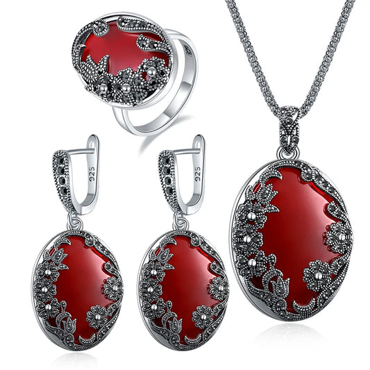 High Quality Vintage Resin Flower Jewelry Set For Women