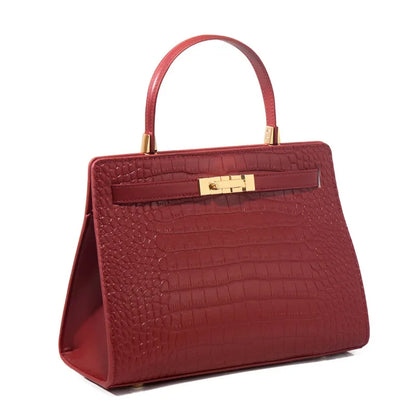 Genuine Leather Women's Bag, Red Mother's Shoulder Bag