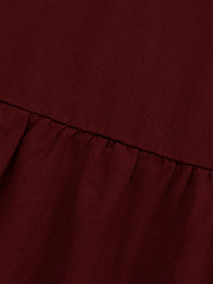 Women's Patchwork Solid Color Loose Skirt; Commuting Casual Cake Skirt; Elastic Waist Elegant Skirt