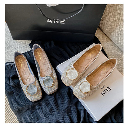 Flats Shoes for Women Rhinestone Slip-on Loafers Shoes