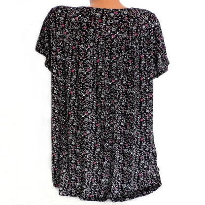 Loose Sleeveless Long Tank T-Shirt V-Neck Tops Floral Print Tees