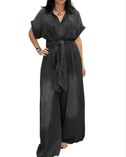 Denim Jumpsuits Women Loose Rompers Tie Dye One Piece Y2k Streetwear Wide Leg Jumpsuit