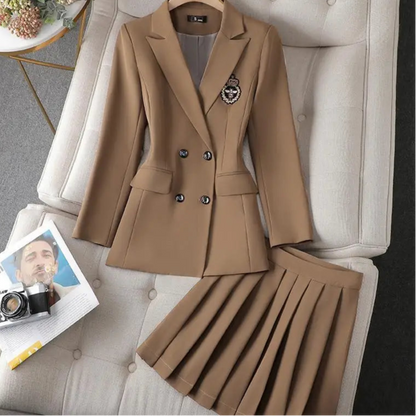 Skirt Two Piece Blazer Outfits Chic 2 Piece Set Women's Clothing Pleated Mini Skirt Blazer Suit