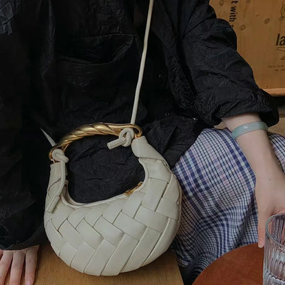 Woven Bird's Nest Bag Brand Creative Design Dumpling Shape Comfortable Fabric Commuter Shoulder Messenger Bag