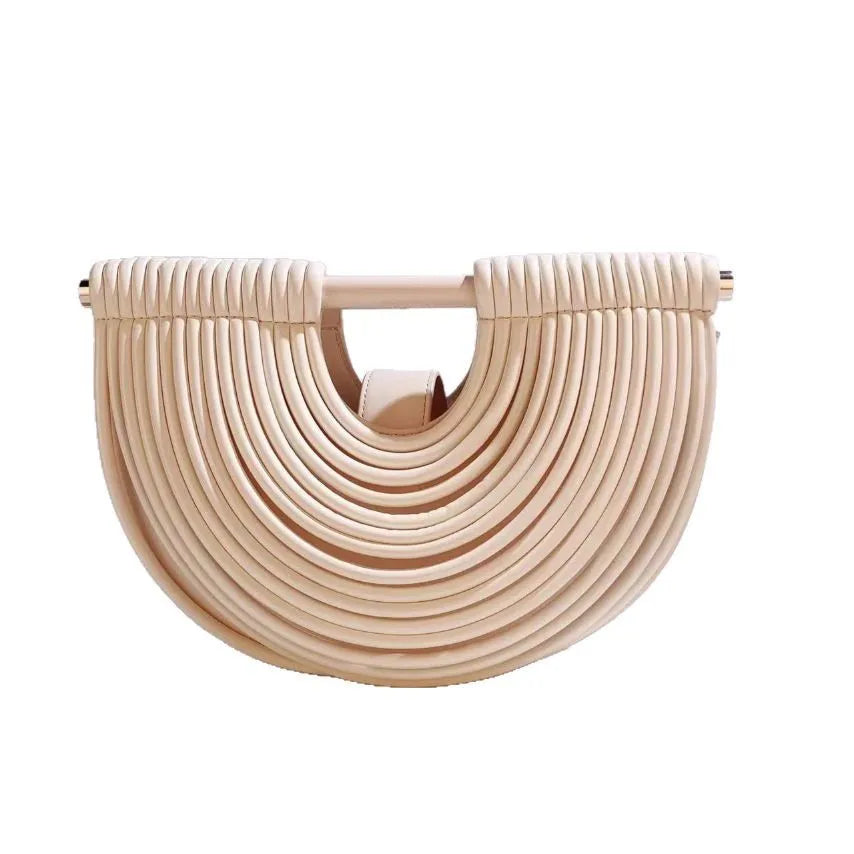 Gold Luxury Designer Brand Handwoven Noodle Bags Half Round Silver Evening Clutch