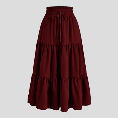 Women'S Boho Vintage Floral Print Maxi Skirt Elastic High Waist Pleated Flowy A Line Long Skirts