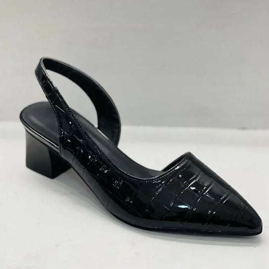 Women's Pointed Toes Pumps Mid Chunky Heels Slingback Sandals Shoes Vintage Woman Sandals
