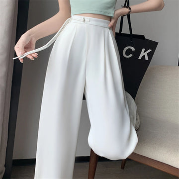 Chic High Waist String Wide Leg Women‘s Full Loose Trousers
