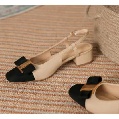 Women's Slip On Sandals Elegant Medium Heel Toe Mules Comfortable Office Shoes