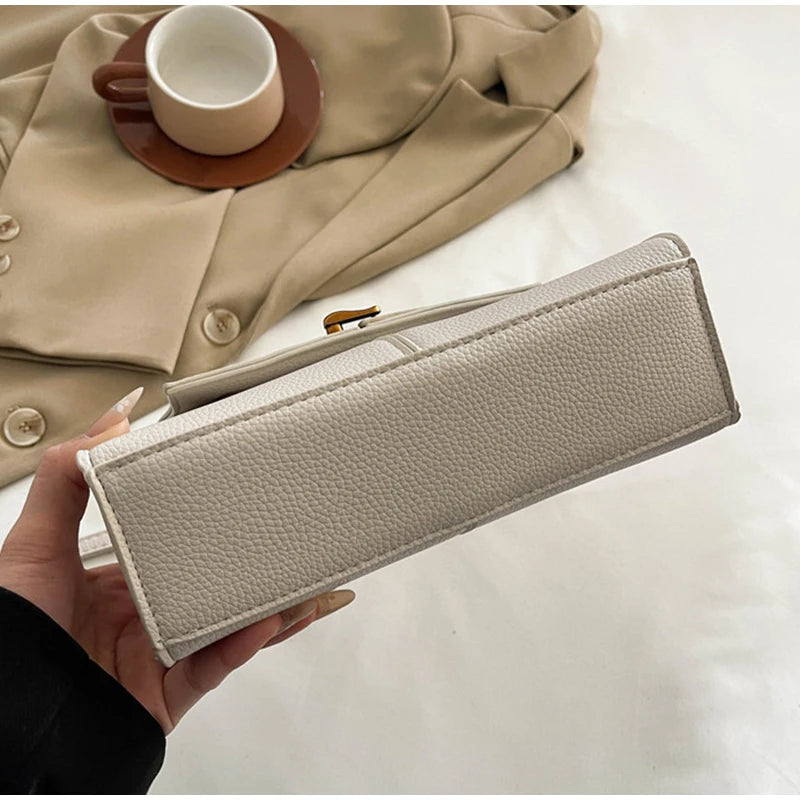 Luxury Trapezoidal Clutch Bag Hardware Lock Design Square Shoulder Handbag