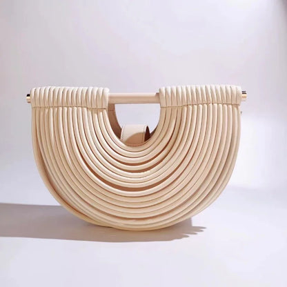 Gold Luxury Designer Brand Handwoven Noodle Bags Half Round Silver Evening Clutch