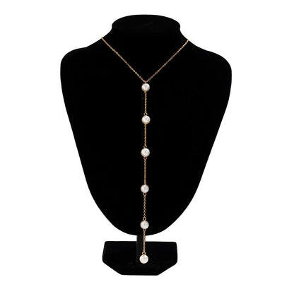Women's Sexy Tassel Pearl Harness Chest Chain
