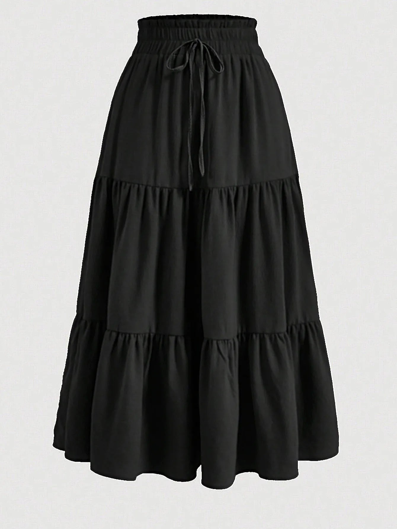 Women's Patchwork Solid Color Loose Skirt; Commuting Casual Cake Skirt; Elastic Waist Elegant Skirt