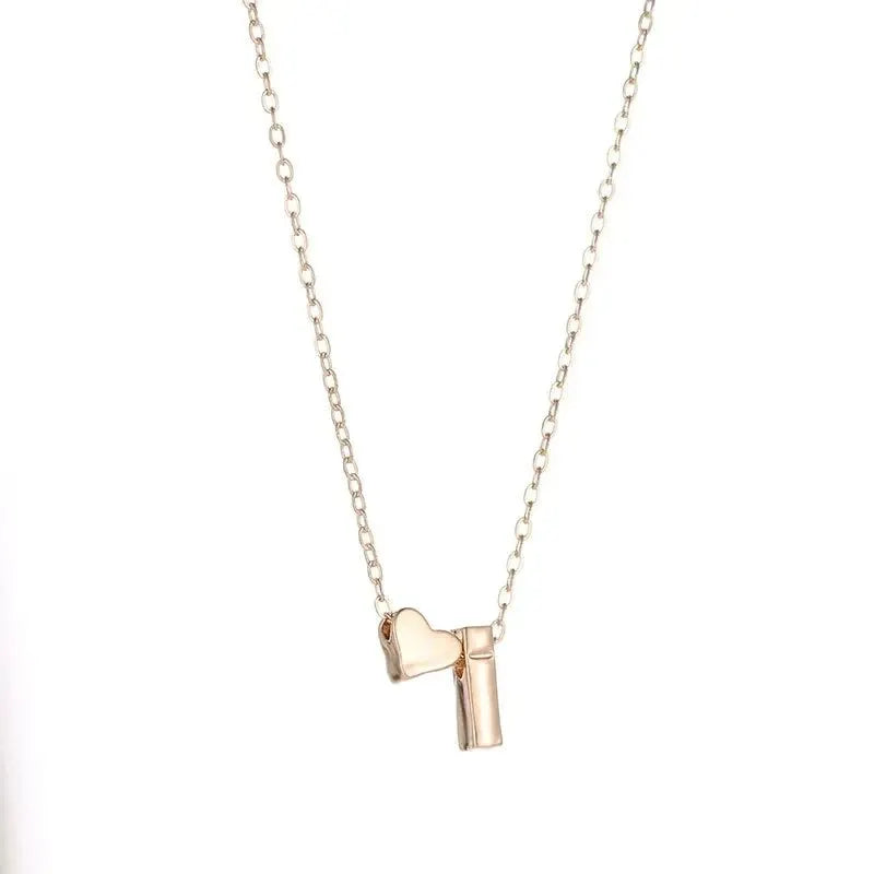 26 Letters Fashion Tiny Heart Dainty Name Initial Necklace