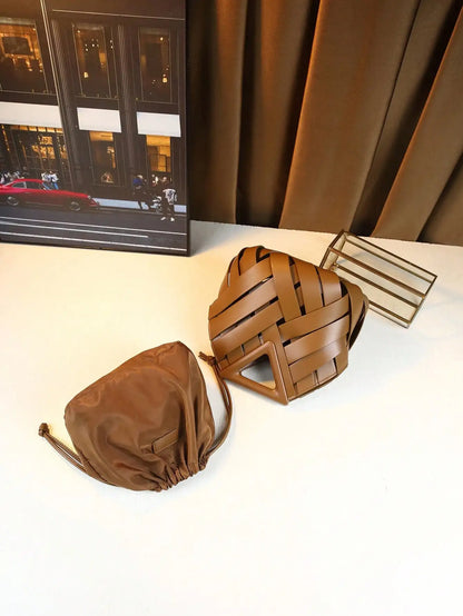 Woven Design Women Handbag, Tote Basket Bag, High-End Inverted Triangle Shaped Handbag