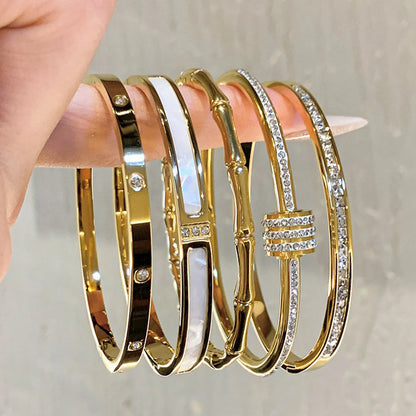 Titanium Steel Gold Bracelet, Fashionable Classic Style, Stainless Steel Bracelet -1pc